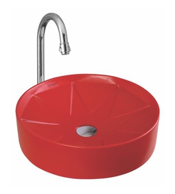 Table Top Wash Basin - Scoop Round-Red Matt