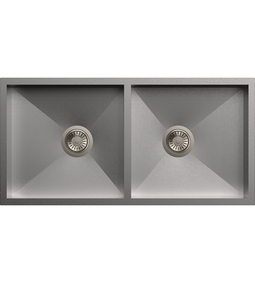 Stainless Steel Quadro Double Bowl Kitchen Sink - 36"x18"x8"