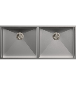 Stainless Steel Quadro Double Bowl Kitchen Sink - 45"x20"x8" 
