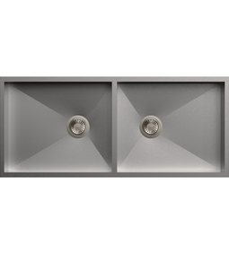Stainless Steel Quadro Double Bowl Kitchen Sink - 40"x20"x8" 