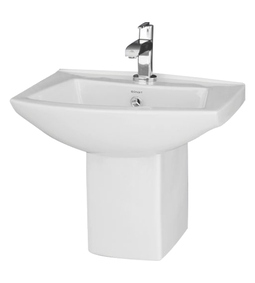 Wall Hung Wash Basin with Half Pedestal - Silver 18" x 14"