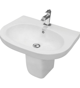 Wall Hung Wash Basin with Half Pedestal - Lunex 22" x 18"