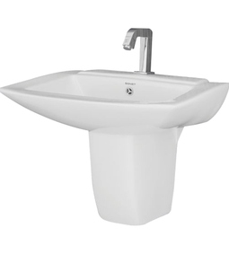 Wall Hung Wash Basin with Half Pedestal - Lauret 25" x 18"