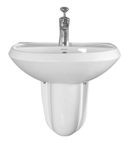 Wall Hung Wash Basin with Half Pedestal - Yuga 22" x 18"