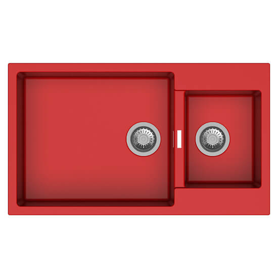 Enigma N200 Double Bowl Quartz Kitchen Sink - 34"X20" - Red