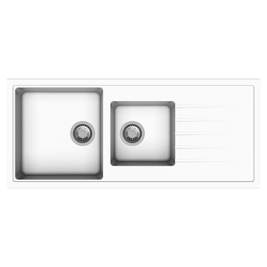 Vivaldi D200 Double Bowl with Drainer Quartz Kitchen Sink - 46"X20" - Snova