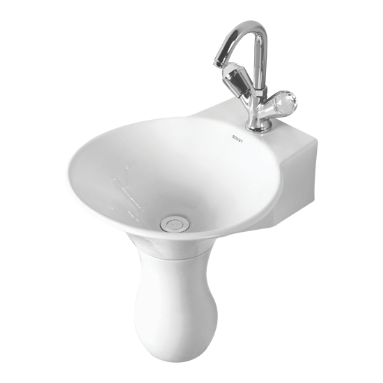 Wall Hung Wash Basin with Half Pedestal - Dolphin 18" x 21"