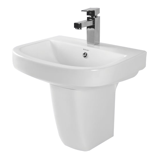 Wall Hung Wash Basin with Half Pedestal - Fabiya 18" x 14"