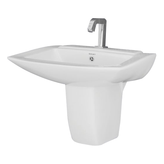 Wall Hung Wash Basin with Half Pedestal - Lauret 25" x 18"