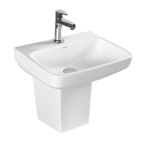 Wall Hung Wash Basin with Half Pedestal - Nero