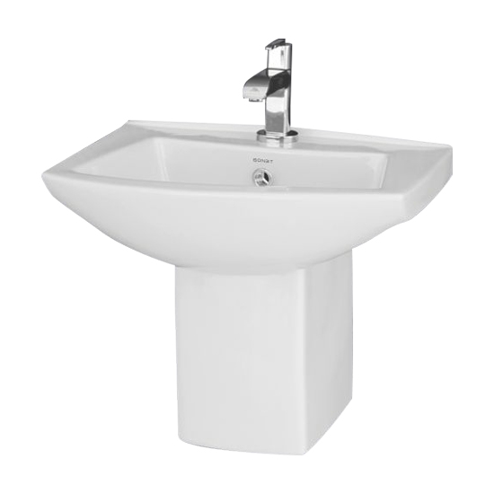 Wall Hung Wash Basin with Half Pedestal - Silver 18" x 14"