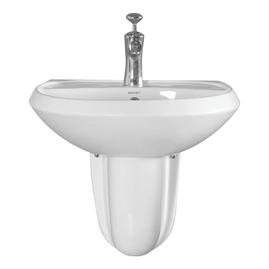 Wall Hung Wash Basin with Half Pedestal - Yuga 22" x 18"