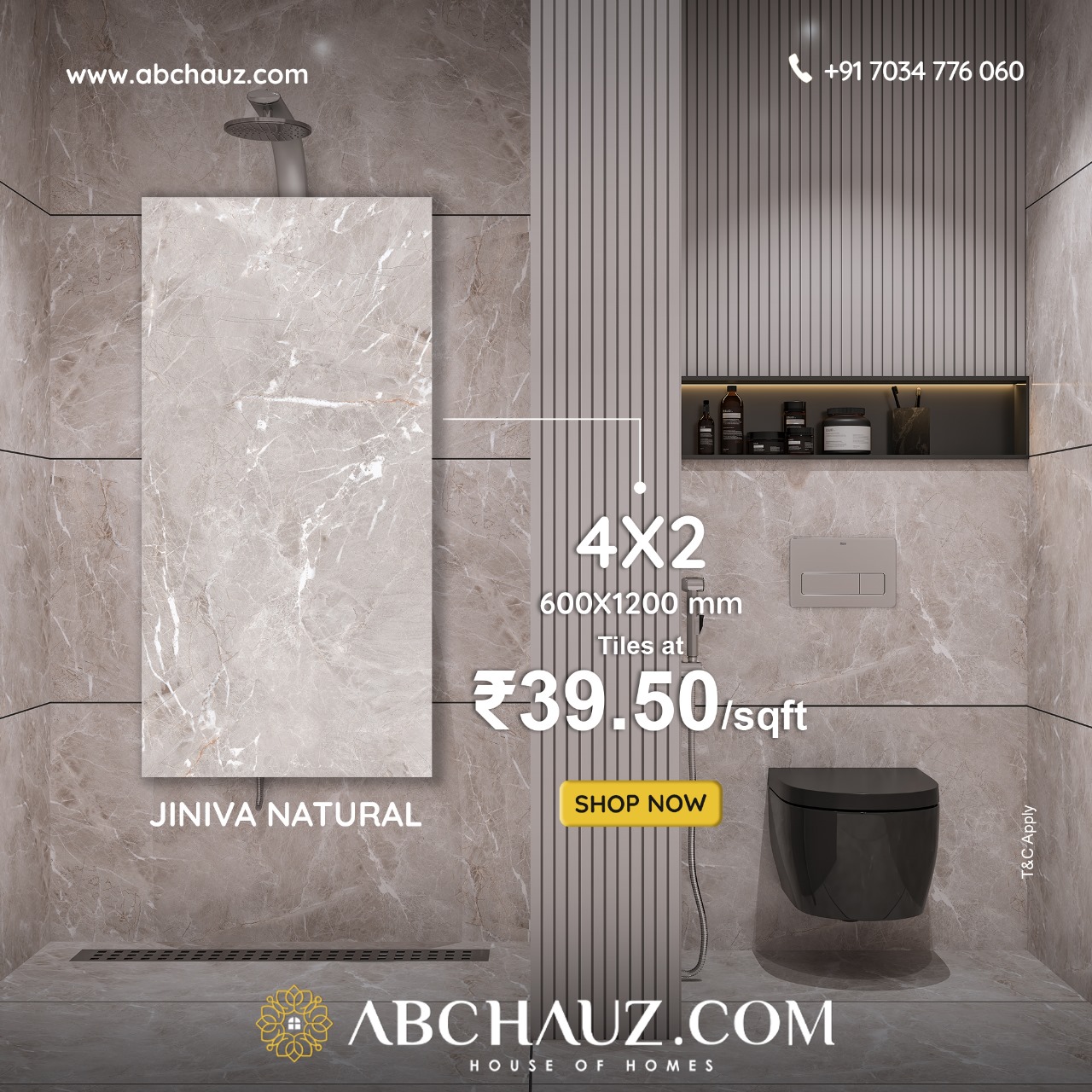 600 X 1200 Glossy Premium GVT Tile - Jiniva Natural