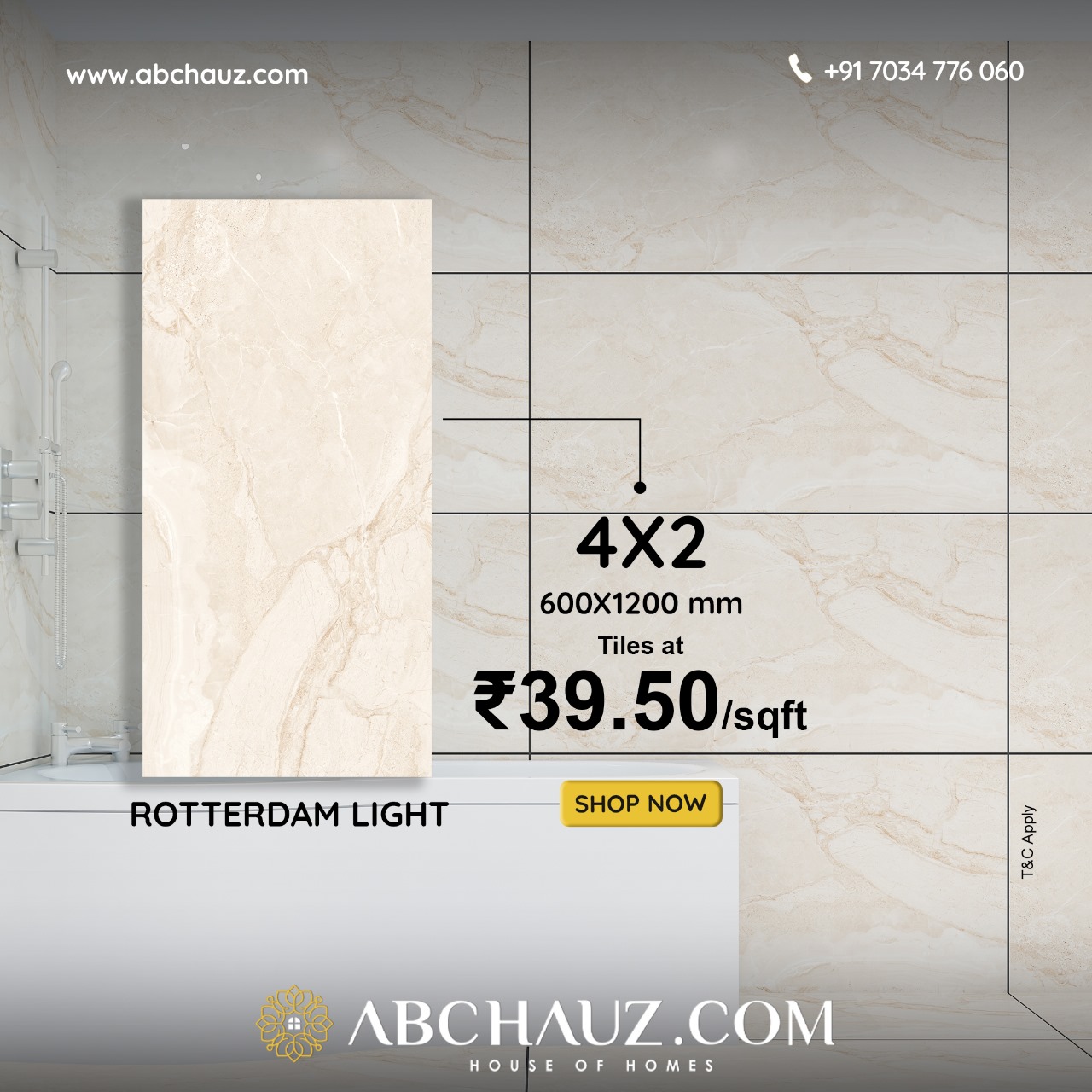 600 X 1200 Glossy Premium GVT Tile - Rotterdam Light